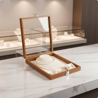Dustproof Jewelry Display Box Velvet Insert for Countertop