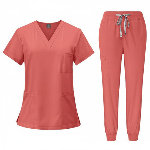 Short Sleeve Medical Scrubs Wrinkle Resistant Gender-Neutral Nursing Attire