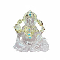 Thai Ganesha Statue Gilded Finish Accents Elephant God Statue Artisanal