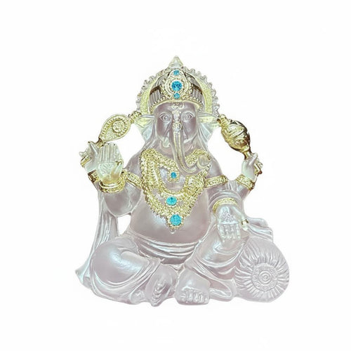 Thai Ganesha Statue Gilded Finish Accents Elephant God Statue Artisanal