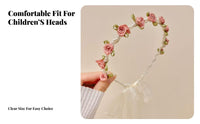 Girls' Princess Crystal Flower Headband, Mesh Ribbon, Floral, Sweet Handmade Design