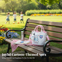 Cartoon teddy animal Print Handbag multipurpose Small Tote Lightweight for everyday Use, Women
