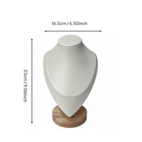 Necklace Display Bust Wooden Base Jewelry Bust Display Elegant Design Mannequin Neck Stand for Retail Store, Dresser Top, Craft Fair