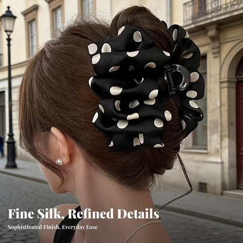 Airy Ribbon Fastener French Design Speckled Spot Ribbon Hair Fastener Lustrous Material Ribbon Hair Grip Secure Hold Nonslip