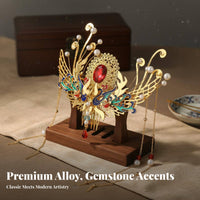 Traditional Chinese Attire Hair Accessory Handmade Traditional Chinese Hair Comb Gilded Floral Headpiece Artisanal Headdress