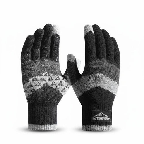 Men's Knitted Gloves Thickened Device-Compatible Screen Winter Gloves Cold Weather Accessory Multicolor Design Flexible