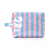 Zippered Striped Toiletry Pouch Soft Structured Travel Accessory