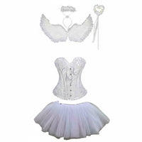 White Angel Costume Set Adjustable Lace-up Back Angel Costume Set Ethereal Look