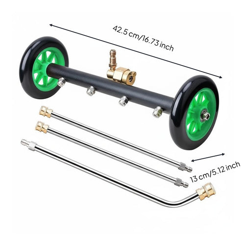 2-in-1 Undercarriage Cleaner Water Broom 360° Rotatable Wheels for Deck, Patio