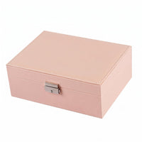 PU Leather Jewelry Box Metal Clasp Accessory Storage Textured Finish