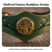 Medieval Leather Headband Vintage Design Leather Stag Circlet Medieval Headband Handmade Historical Headpiece Adjustable Size
