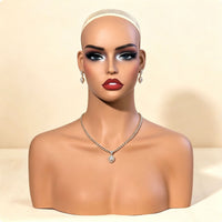Mannequin Head with Shoulders PVC Mannequin Head Bust Skin-Toned Jewelry Display Bust