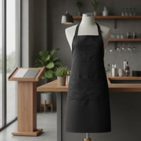 Adjustable Bib Apron with Pockets Extra Long Waist Ties for Kitchen, Restaurant