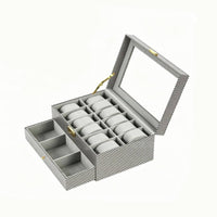Watch and Jewelry Case Golden-Hued Clasp Jewelry Display Box Striped Exterior