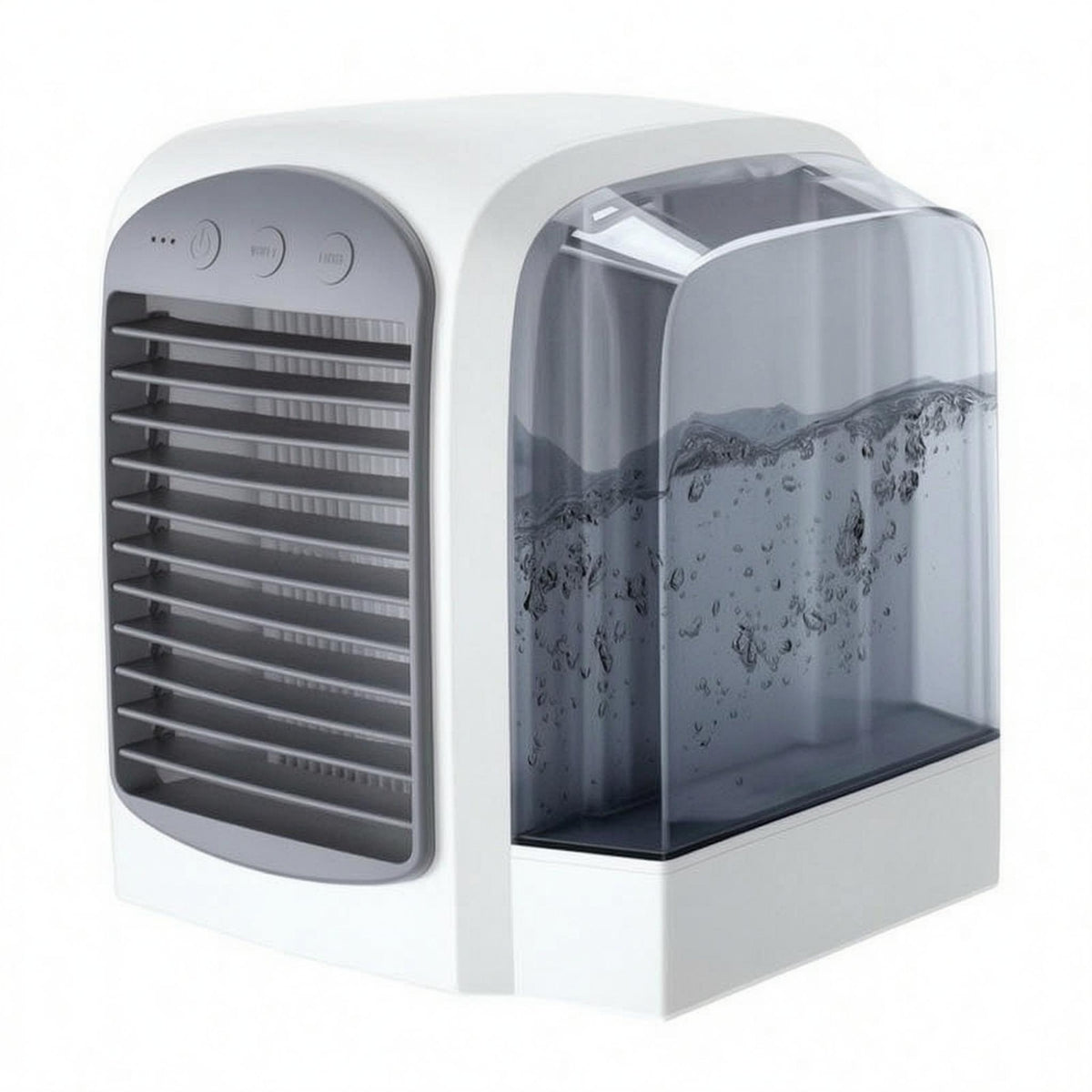 USB Mini Air Chiller Compact Bladeless Air White Cooling Unit and Gray Humidifying Fan for Office