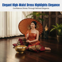 Dai Ethnic Women's Red Traditional Dress, Thai Style, Water Festival, Spa Reception, Studio Outfit