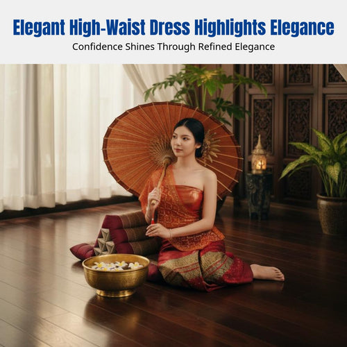 Dai Ethnic Women's Red Traditional Dress, Thai Style, Water Festival, Spa Reception, Studio Outfit