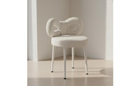 Bow Back Makeup Chair Cream Aesthetic Bedroom Furniture Soft Upholstery
