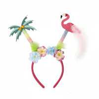 Flamingo Palm Tree Headband, Hawaiian Exotic Beach, Floral Party Hairband, Random Design