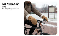 Windproof Suede Winter Mittens Neck Strap Design Suede Mittens Extra Thick for Students, Adults, Cycling, Cold Weather, Hiking