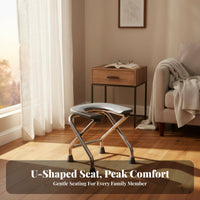Foldable Bedside Commode Sturdy Frame Portable Toilet Removable Pail for Seniors