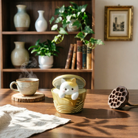 Cat Can Ornament Textured Feline Mug Figurine Easy to Display Home Decor Item