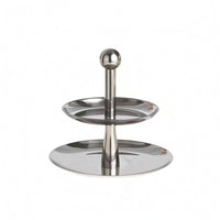 Mirrored Tray Stand Silver-Toned Stainless Steel Serving Stand Central Post 3 Tier Serving Tray