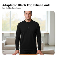 Long Sleeve T-Shirt, Classic Button Design, Breathable blend, Casual Autumn Top for Youth