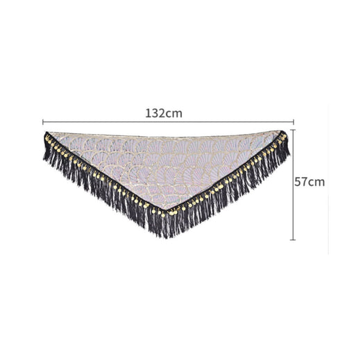 Belly Dance Hip Scarf Lightweight Sequin Fringe Skirt Adjustable Tie for Dancers