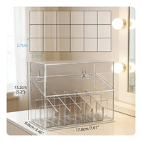 18 Compartment Cosmetic Organizer Dustproof Lipstick Organizer with Dust Cover Desktop Lipstick Holder with Dust Cover for Washroom Counter