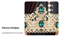 King Crown Gender-Neutral men's King Crown Metal Regal Circlet Sparkling Crystals Headdress for Women, Stage Performances