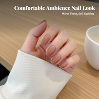 Nude Gradient Short Oval Press On Nails, Gentle Look