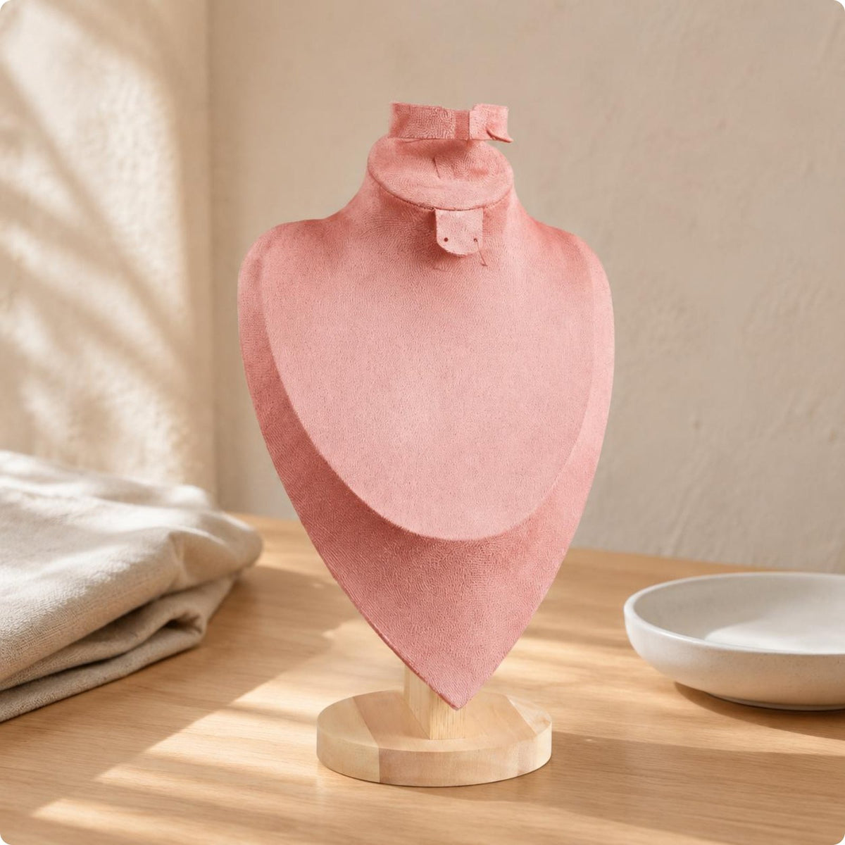 Necklace Display Bust Wood Base Jewelry Display Bust Pink