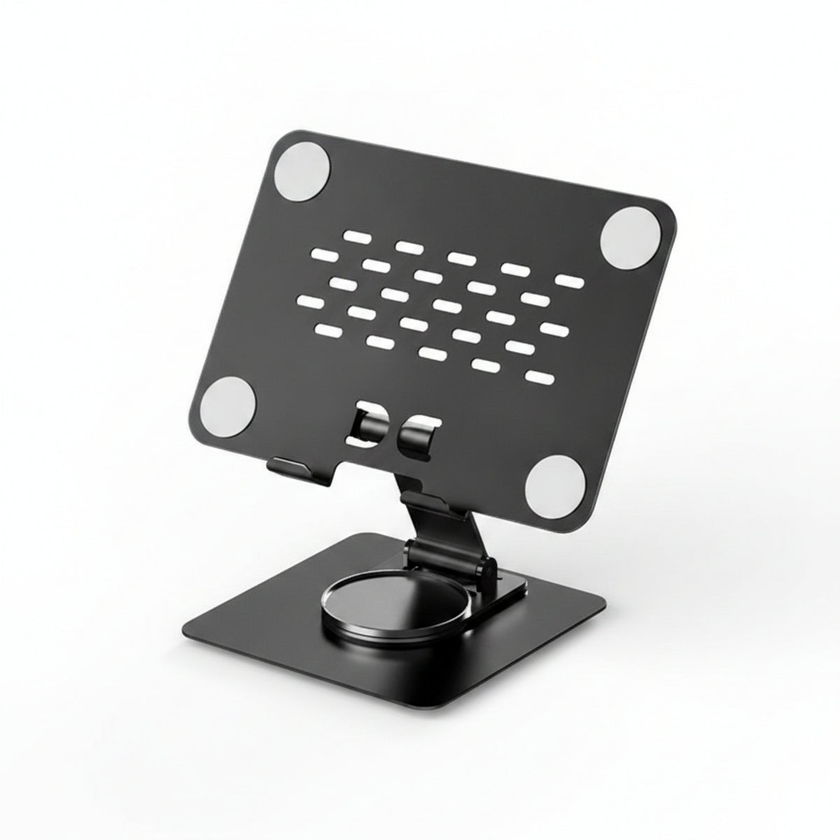 1 Piece Adjustable Tablet Holder Stand with 360-degree Rotating Base Hinged Arm Non-slip Pad E-reader Stand Suitable for Home Office Study Kitchen