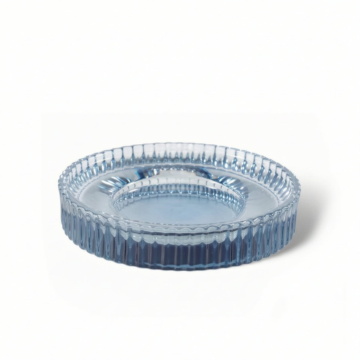 Soap Dish with Ribbed Glass Waterproof Ribbed Soap Dish Round for Vanity, Shower