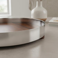 Stainless Steel Decorative Tray Raised Edge Vanity Perfume Tray Footed Serving Platter for Kitchen Counter