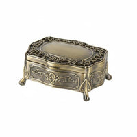 Antique Style Jewelry Box Decorative Scrollwork Velvet-Lined Jewelry Box Portable Storage Item