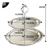 2 Tier Dessert Stand Easy to Clean Double Layer Snack Tray Sturdy Handle