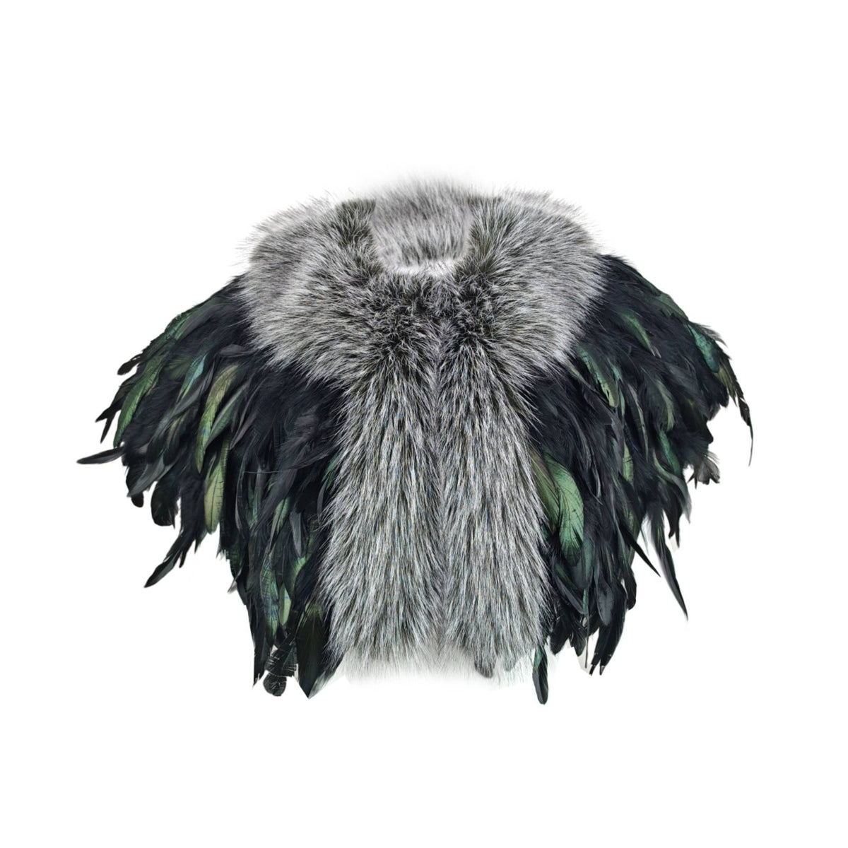 Feather Shoulder Wrap Layered Feathers Feather Cape Iridescent Highlights