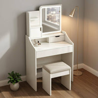 Small Dressing Table Set Space-Saving Design Cosmetic Vanity with Drawers