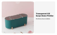 Dustproof Lidded Cosmetic Organizer Transparent Design Makeup Sponge and Swab Container Multi-Compartment for Women, Dressing Table, Dresser