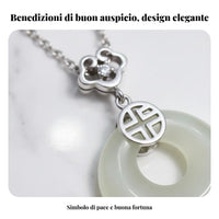 S925 Silver Jade Necklace Spiritual Gift Chinese Jade Donut Charm Necklace