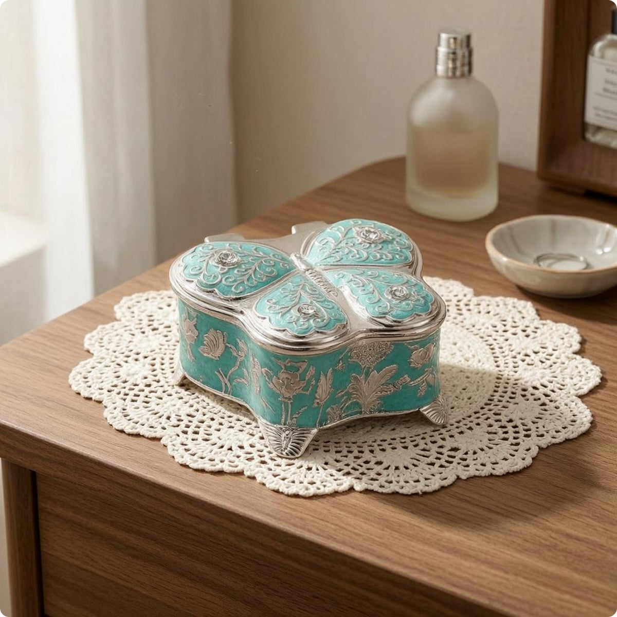 Butterfly Jewelry Box Zinc Alloy Keepsake Case Decorative