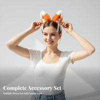 Faux Cat Ears Headband Handmade Cat Ear Headband Ry Canine Ears Hairband Bowknot Decor Ry Creature Ear Headwear for Women