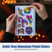 Feathered Creature Halloween Fluorescent Limb Skin Decal Sticker, Creative 3D