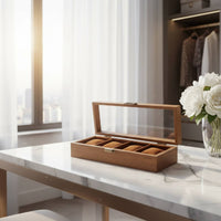 Watch and Jewelry Display Case Soft Luxe Textile Lining Watch Display Box Wooden Jewelry Organizer Rust-Resistant Hardware