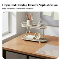 Light Luxury Design Iron Makeup Stand Space Saver Double Layer Cosmetic Rack Long-Lasting Material for Women, Bedroom