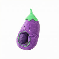 Soft Eggplant Hat Embroidered Face Eggplant Head Hat Leaf Top
