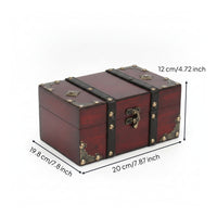 Hinged Lid Wooden Jewelry Box Brass Tone Accents Decorative Keepsake Box