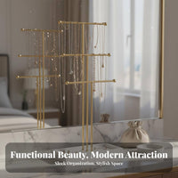 3 Tier Jewelry Stand Space-Saving Design 3-Tier Jewelry Display Bracelet Rack with Tray Multi-Functional T-Shaped Bar Necklace